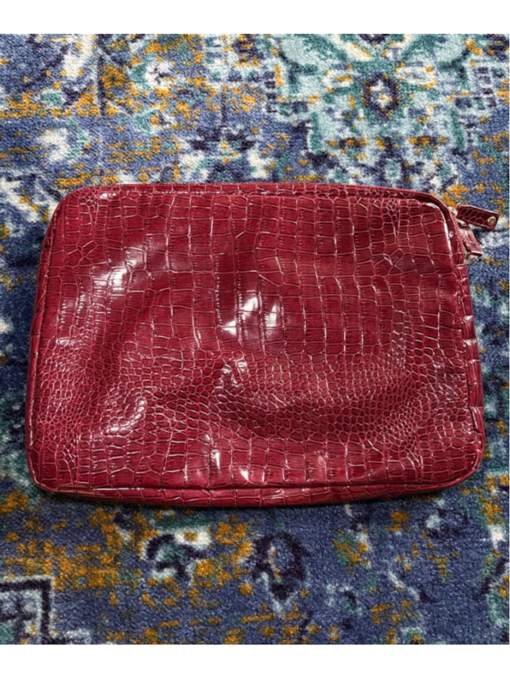 Red Croc Embossed Laptop Bag